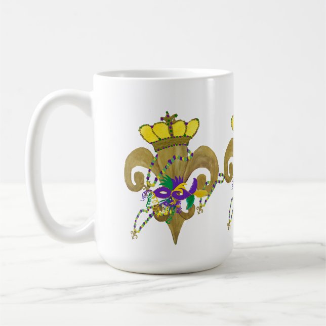 Mardi Gras Crowned fleur de lis Kaffeetasse (Links)