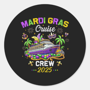 Mardi Gras Cruise 2025 Vintage Familienmatte Tri Runder Aufkleber