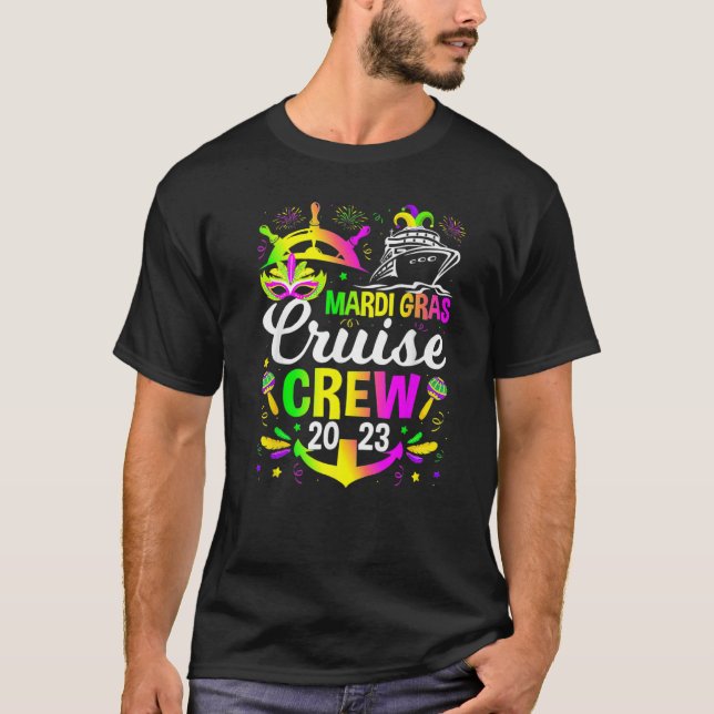 Mardi Gras Cruise Crew 2023 Matching Group Family T-Shirt (Vorderseite)