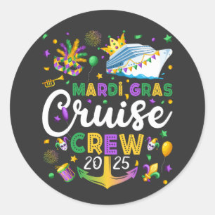 Mardi Gras Cruise Crew 2025 Matching Runder Aufkleber