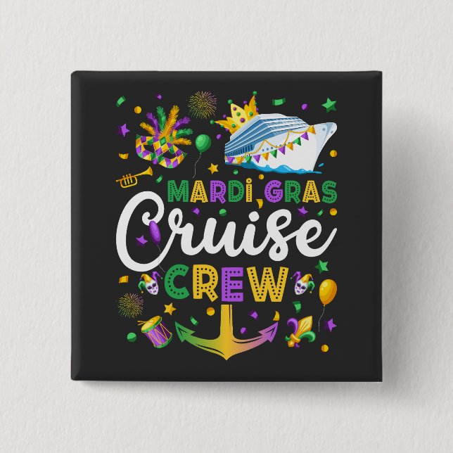 Mardi Gras Cruise Crew Rund um den Platz Button (Vorderseite)