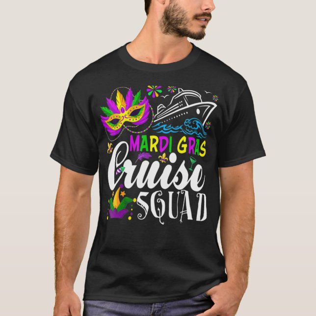 Mardi Gras Cruise Squad Costume Familie Reitausflü T-Shirt (Vorderseite)