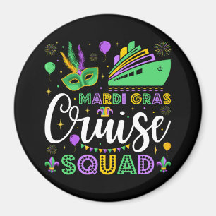 Mardi Gras Cruise Squad Matching Circle Magnet