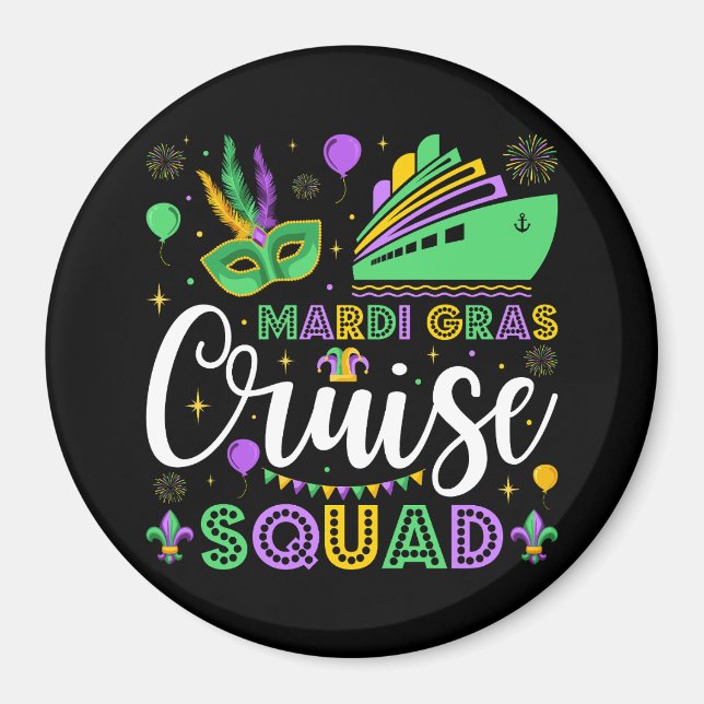 Mardi Gras Cruise Squad Matching Circle Magnet (Vorne)