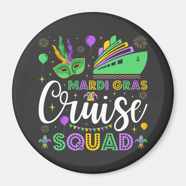 Mardi Gras Cruise Squad Matching Circle Magnet (Vorne)