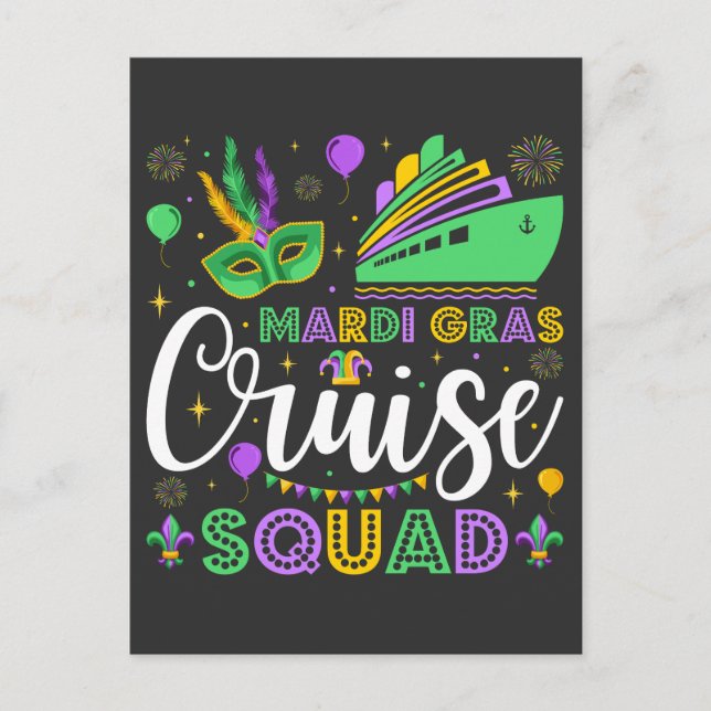 Mardi Gras Cruise Squad Matching Postkarte (Vorderseite)