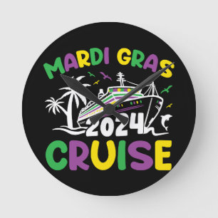 Mardi Gras Cruise Squad Runde Wanduhr
