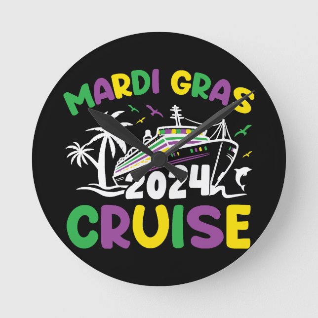 Mardi Gras Cruise Squad Runde Wanduhr (Vorderseite)