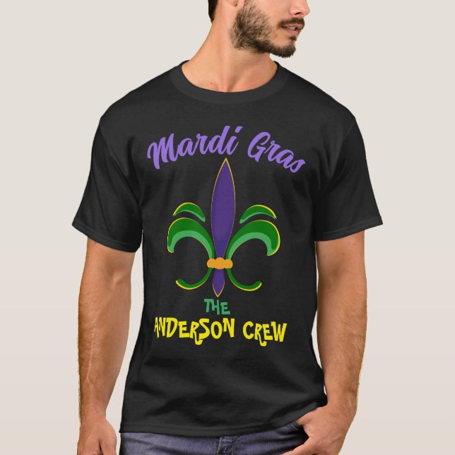 Mardi Gras Custom Family Name Crew T - Shirt (Vorderseite)
