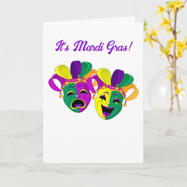 Mardi Gras Custom Message Jesters Card Karte (Gelbe Blume)