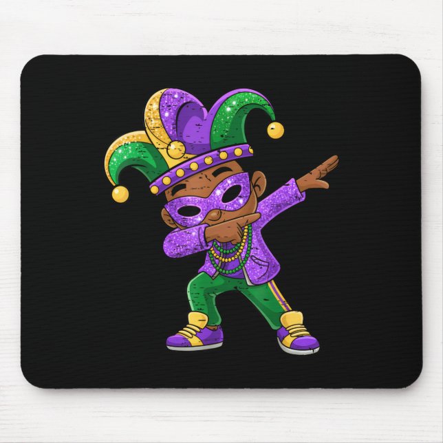 Mardi Gras Dabbing Black Boys Jersey Hat New Orlea Mousepad (Vorne)