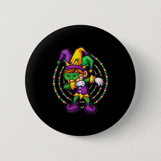 Mardi Gras Dabbing Boys Kids Gift Funny New Orlean Button (Vorderseite)