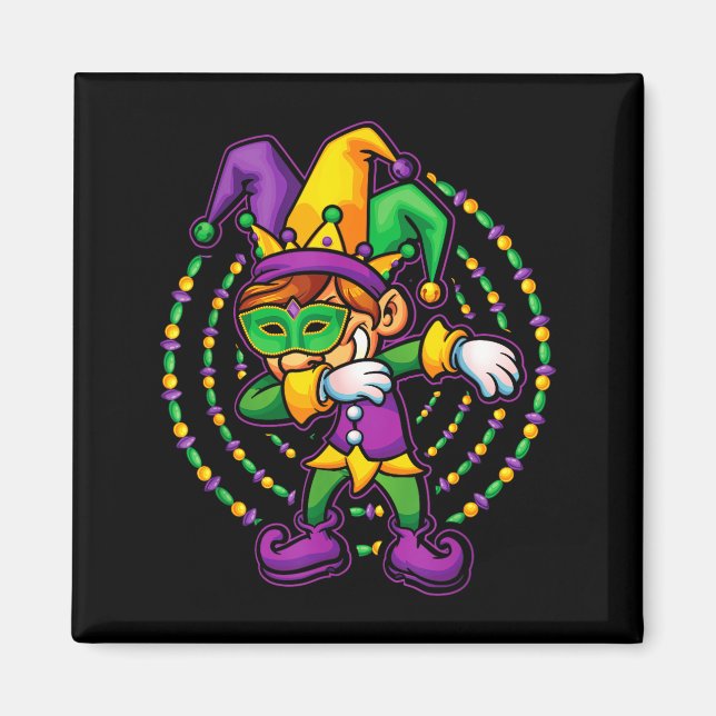 Mardi Gras Dabbing Boys Kids Gift Funny New Orlean Magnet (Vorne)