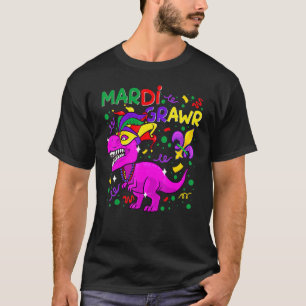 Mardi Gras Dabbing Rex Dinosaur Mardi Grawr Bead O T-Shirt