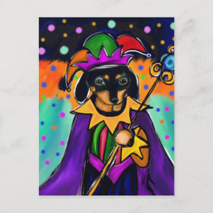 MARDI GRAS DACHSUND POSTKARTE