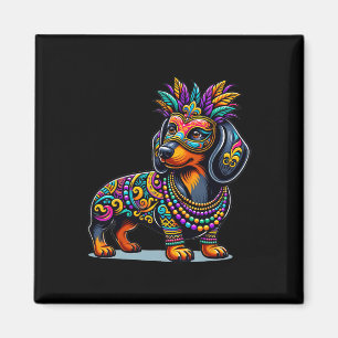Mardi Gras Dackel Dog Beads Maske Karneval Festi Magnet