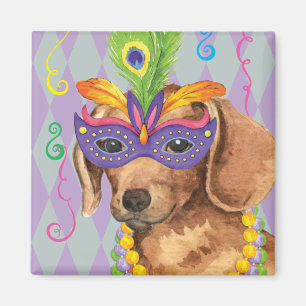 Mardi Gras Dackel Magnet