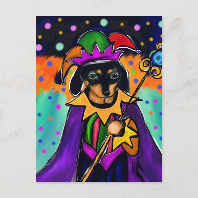 MARDI GRAS DACKEL POSTKARTE (Vorderseite)