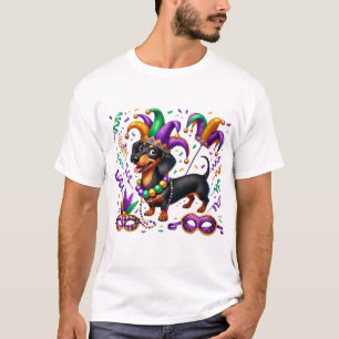 Mardi Gras Dackel Short Sleeve T - Shirt, Unisex T-Shirt