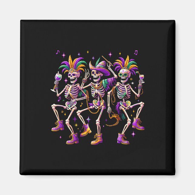 Mardi Gras Dancing Skeleton Funny Magnet (Vorne)