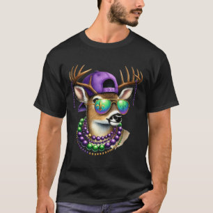 Mardi Gras Deer Jagd Mardi Beads Maske Party Boy T-Shirt