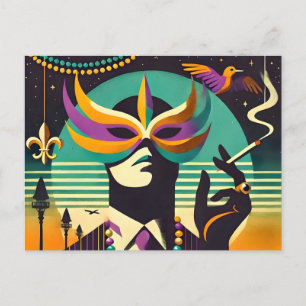 Mardi Gras Der rauchende Mann Postkarte