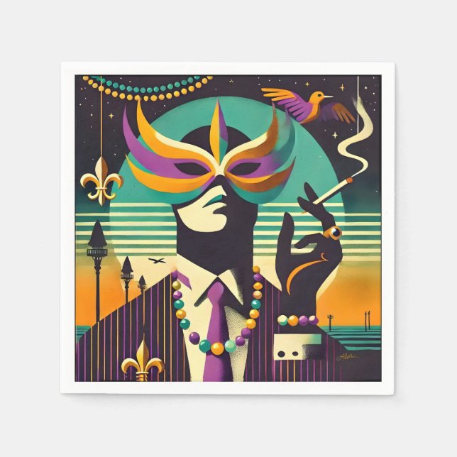 Mardi Gras der Raucher Serviette (Vorderseite)