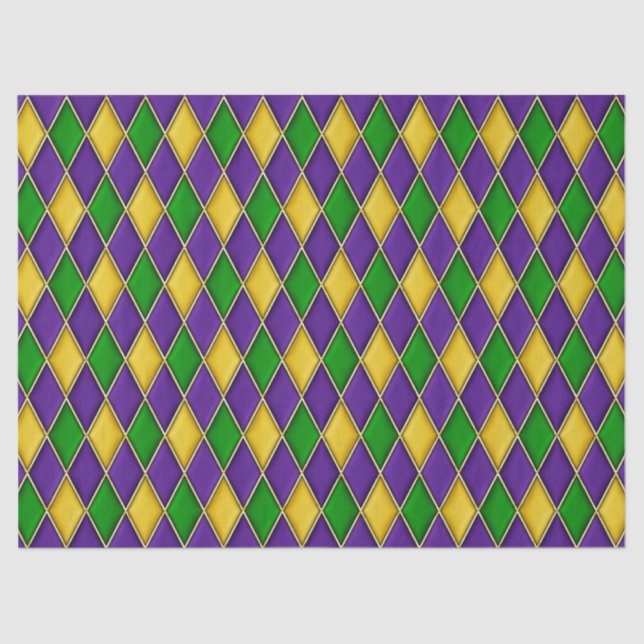 Mardi Gras Diamonds Harlequin Print Pattern Seidenpapier (Vorderseite)