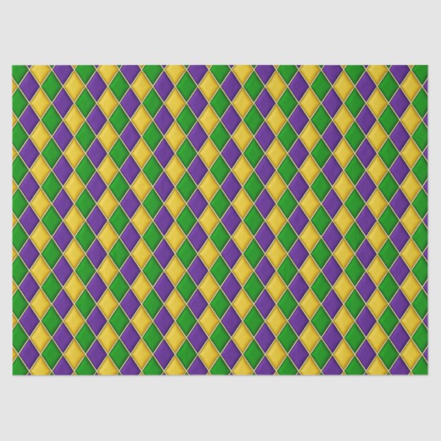 Mardi Gras Diamonds Harlequin Print Pattern Seidenpapier (Vorderseite)
