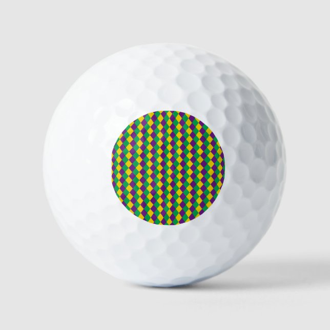 Mardi Gras Diamonds: Lebhaftes, festes Muster Golfball (Vorderseite)