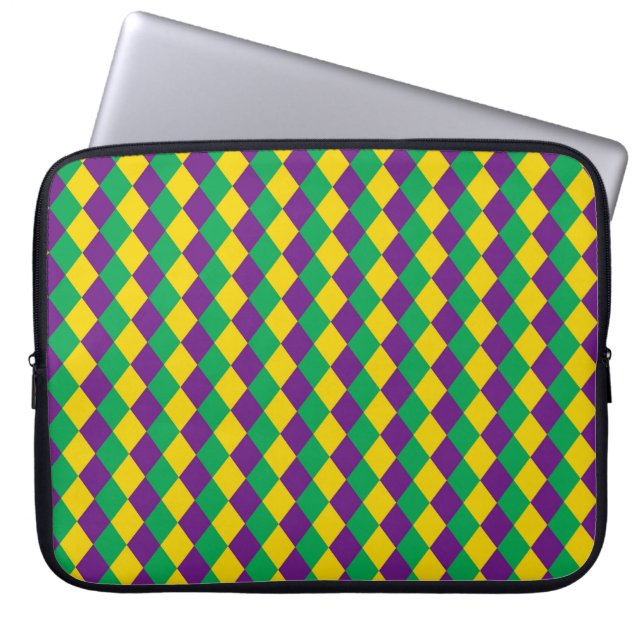 Mardi Gras Diamonds: Lebhaftes, festes Muster Laptopschutzhülle (Vorderseite)