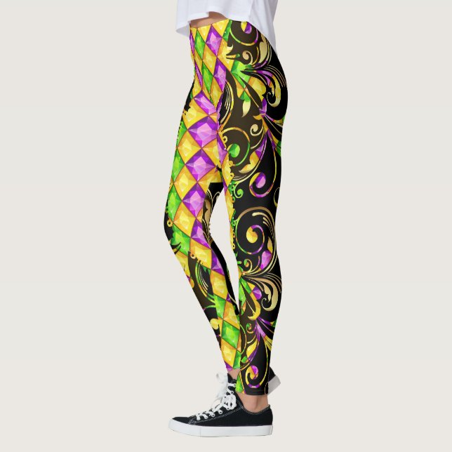 Mardi Gras Diamonds Pop Fashion Leggings (Links)