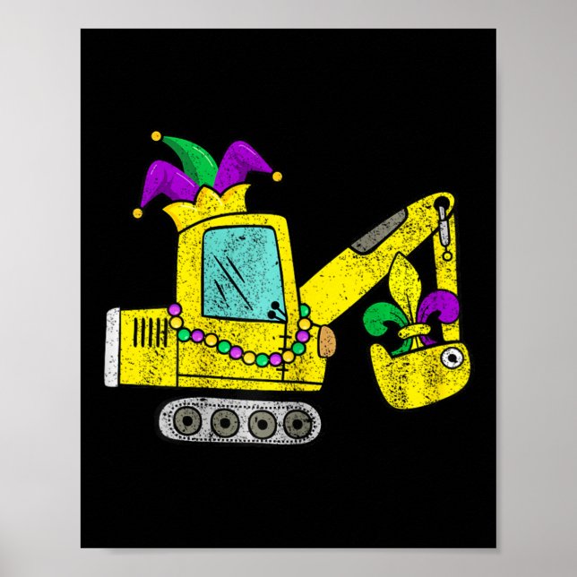 Mardi Gras Digger Crane mit Jester Hat für Kinder  Poster (Vorne)