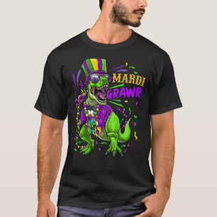 Mardi Gras Dinosaur T Rex Funny Mardi Grawr Boys K T-Shirt