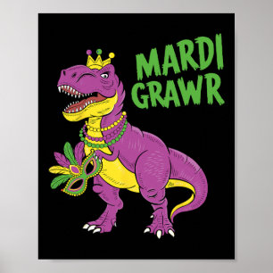 Mardi Gras Dinosaur T-rex Mardi Grawr für Kinder T Poster