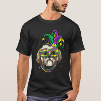 Mardi Gras Dog Carnival Shih Tzu Jester Pet Puppy T-Shirt