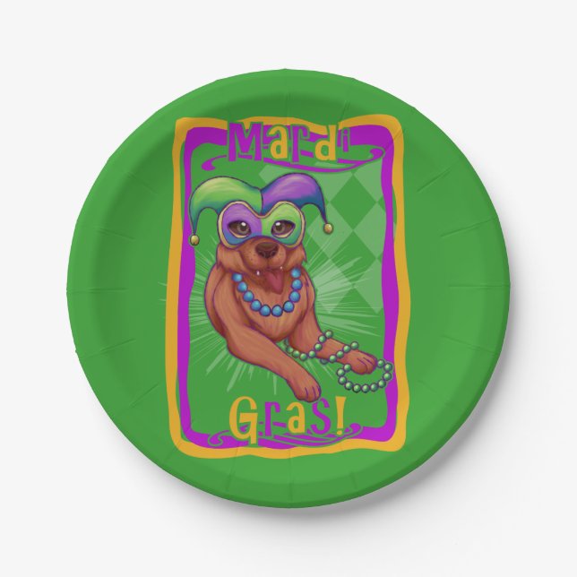 Mardi Gras Dog Pappteller (Vorderseite)