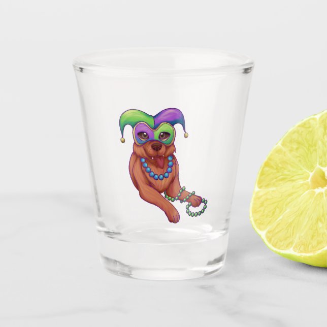 Mardi Gras Dog Schnapsglas (Vorderseite)