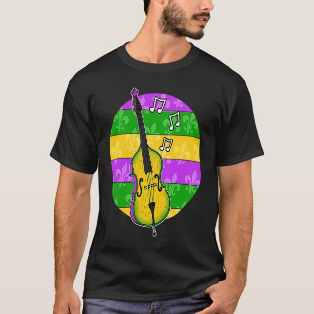 Mardi Gras Double Bass Teacher Bassist Musician T-Shirt (Vorderseite)