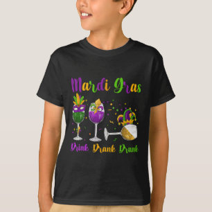 Mardi Gras Drink getrunken Betrunkene Weinglas Mas T-Shirt