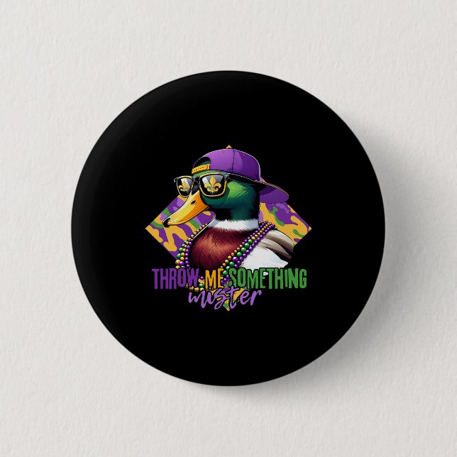 Mardi Gras Duck Mardi Gras Duck Jagd Männer Wo Button (Vorderseite)