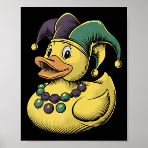 Mardi Gras Duck Rubber Ducky Costume Louisiana Lai Poster
