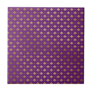 Mardi Gras Elegante Goldene Fleur De Lis Quadrate Fliese