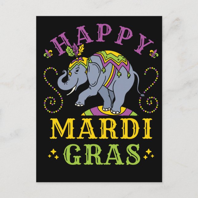 Mardi Gras Elephant Carnival Postkarte (Vorderseite)