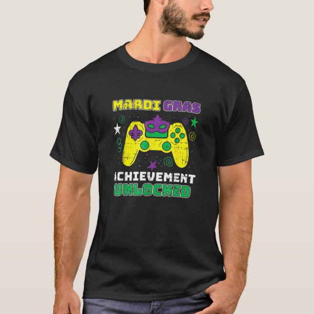 Mardi Gras erreicht ungesicherte Videospiel-Kontro T-Shirt (Vorderseite)