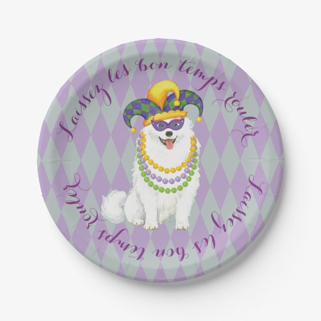Mardi Gras Eskie Pappteller (Vorderseite)
