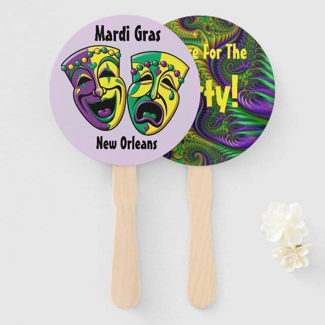Mardi Gras Fan New Orleans Party Fächer (Vorne und Hinten)
