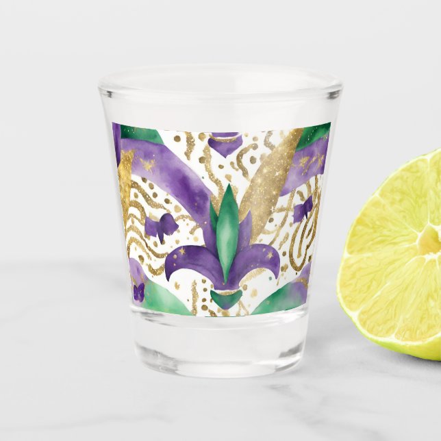 Mardi Gras Farben Cooler Schnapsglas (Vorderseite)