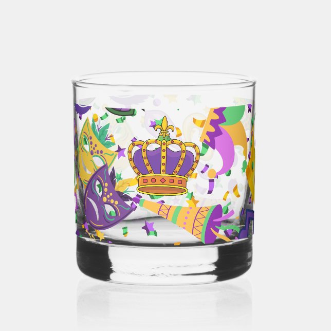 Mardi gras Farben Whiskyglas (Vorderseite)