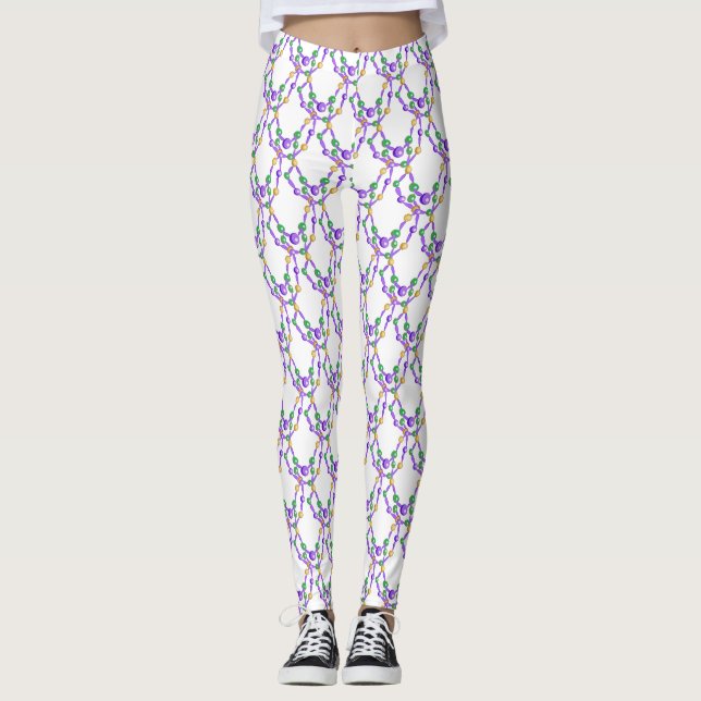 Mardi Gras farbenfrohe Perlen Leggings (Vorderseite)